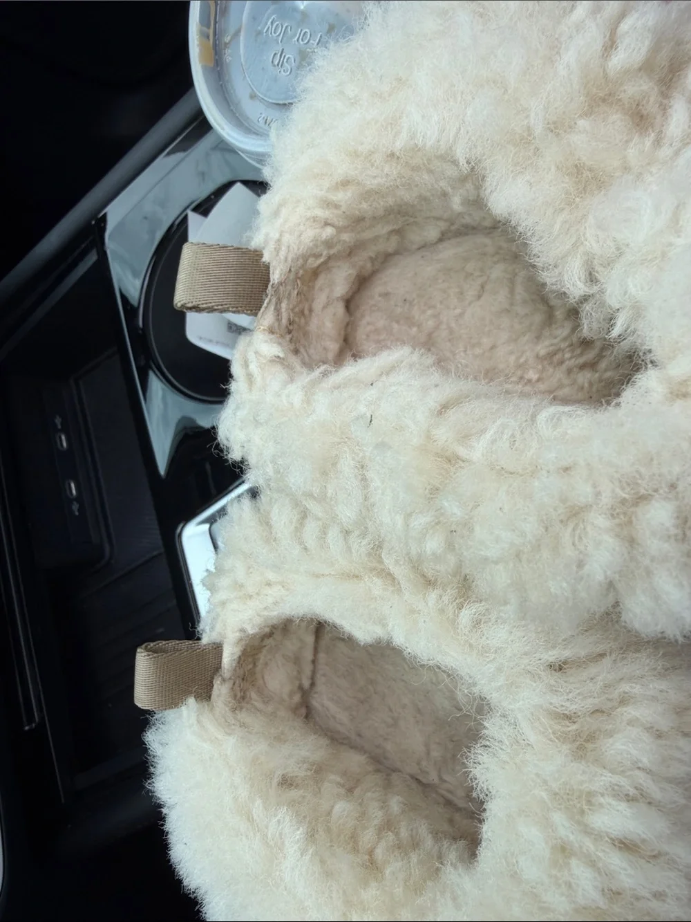 UGG Kids TazzelleSuede Shearling Clog in Taupe with Cream Trim